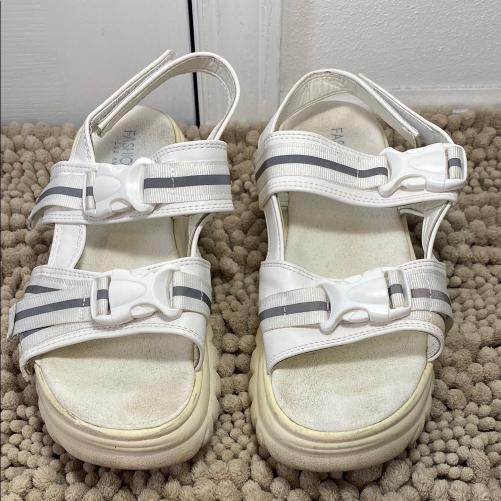 White and Gray Sandals